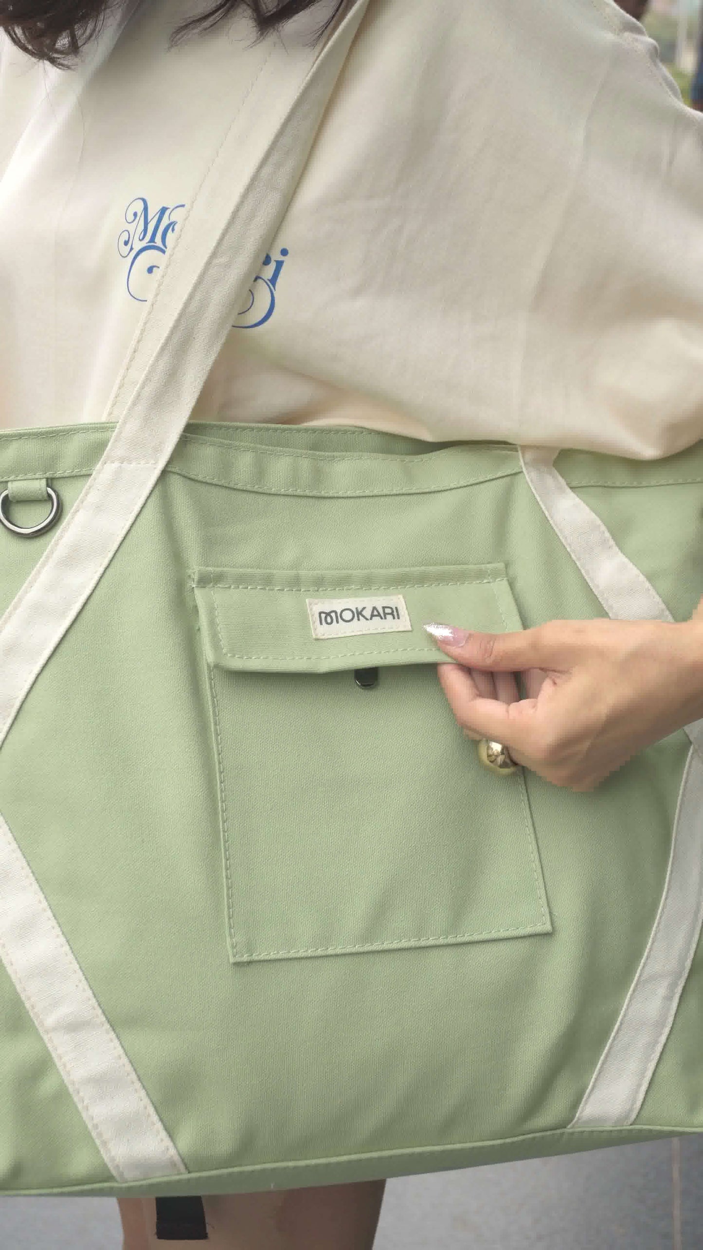 Crossover Canvas Tote - Sage Green