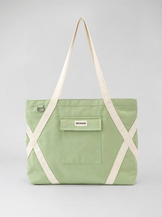 Crossover Canvas Tote - Sage Green