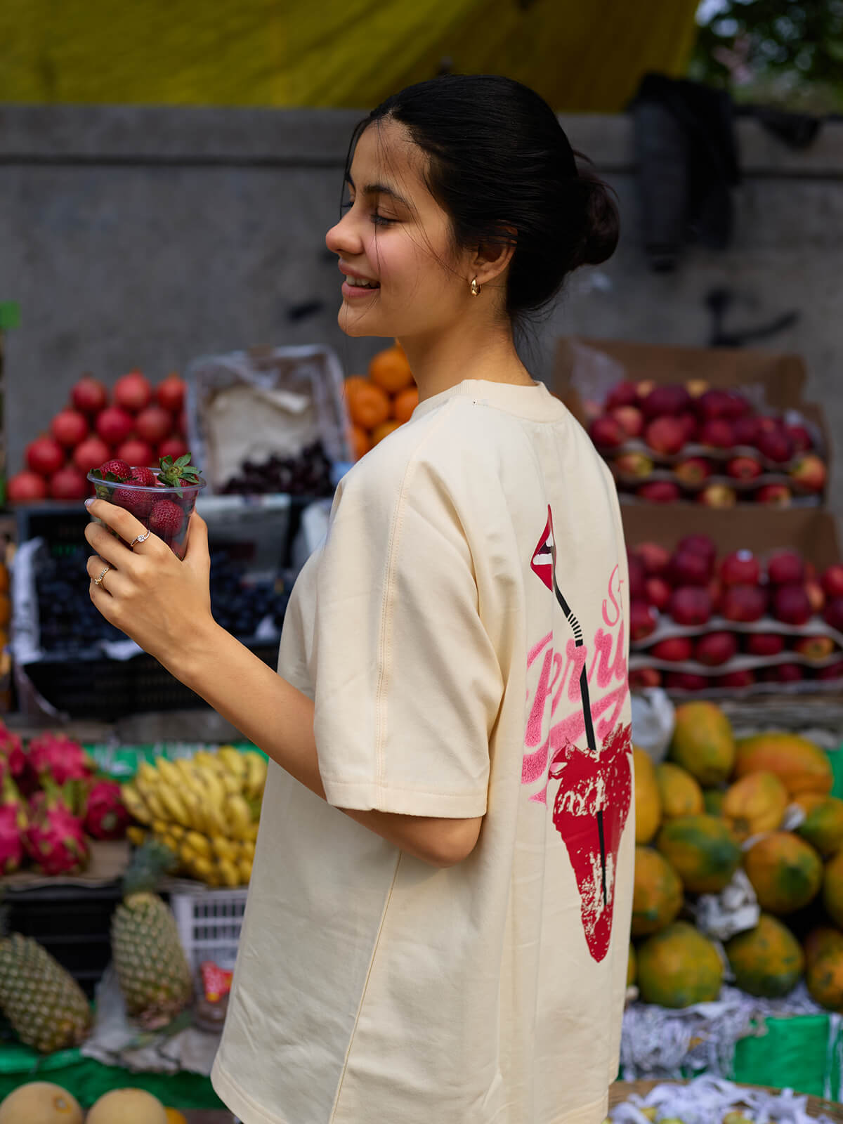 Straw-berry straw Tee Cream/Vanilla