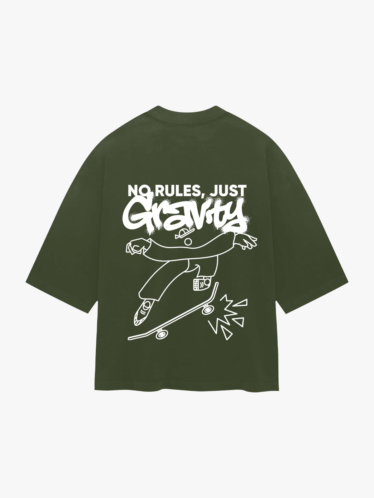 No Rules, Just Gravity | Kimono sleeve | Oversize tee OLIVE GREEN