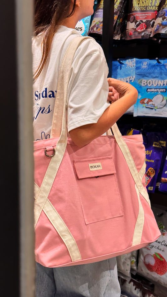 Crossover Canvas Tote - Blush Pink