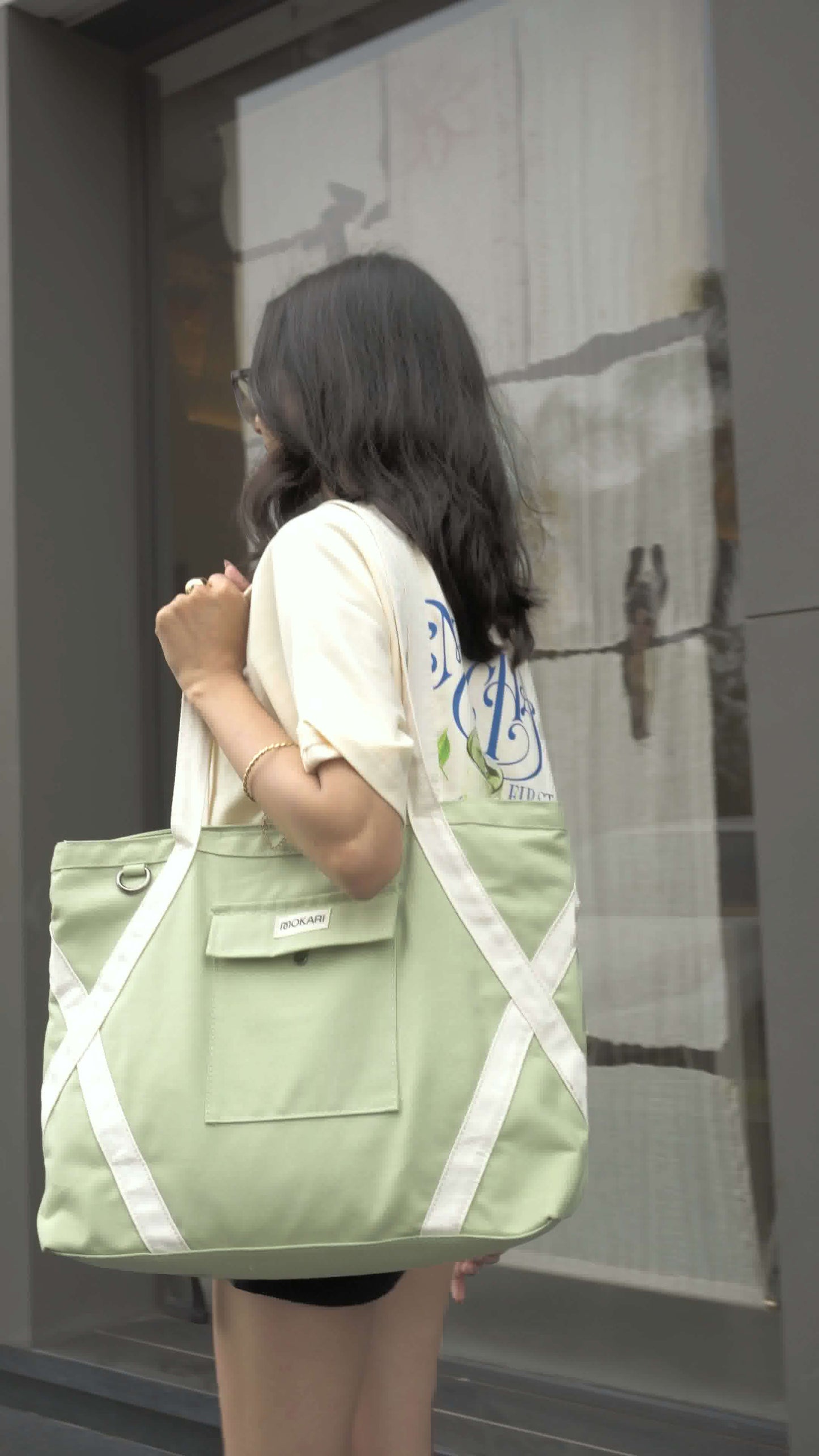 Crossover Canvas Tote - Sage Green